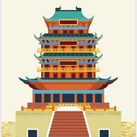Chinese historical architecture landmark art print - Picture 2 of 4